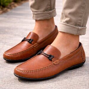 Stacy Adams Brown Leather Loafers Men’s 9.5 Slip On Dress Casual Shoes